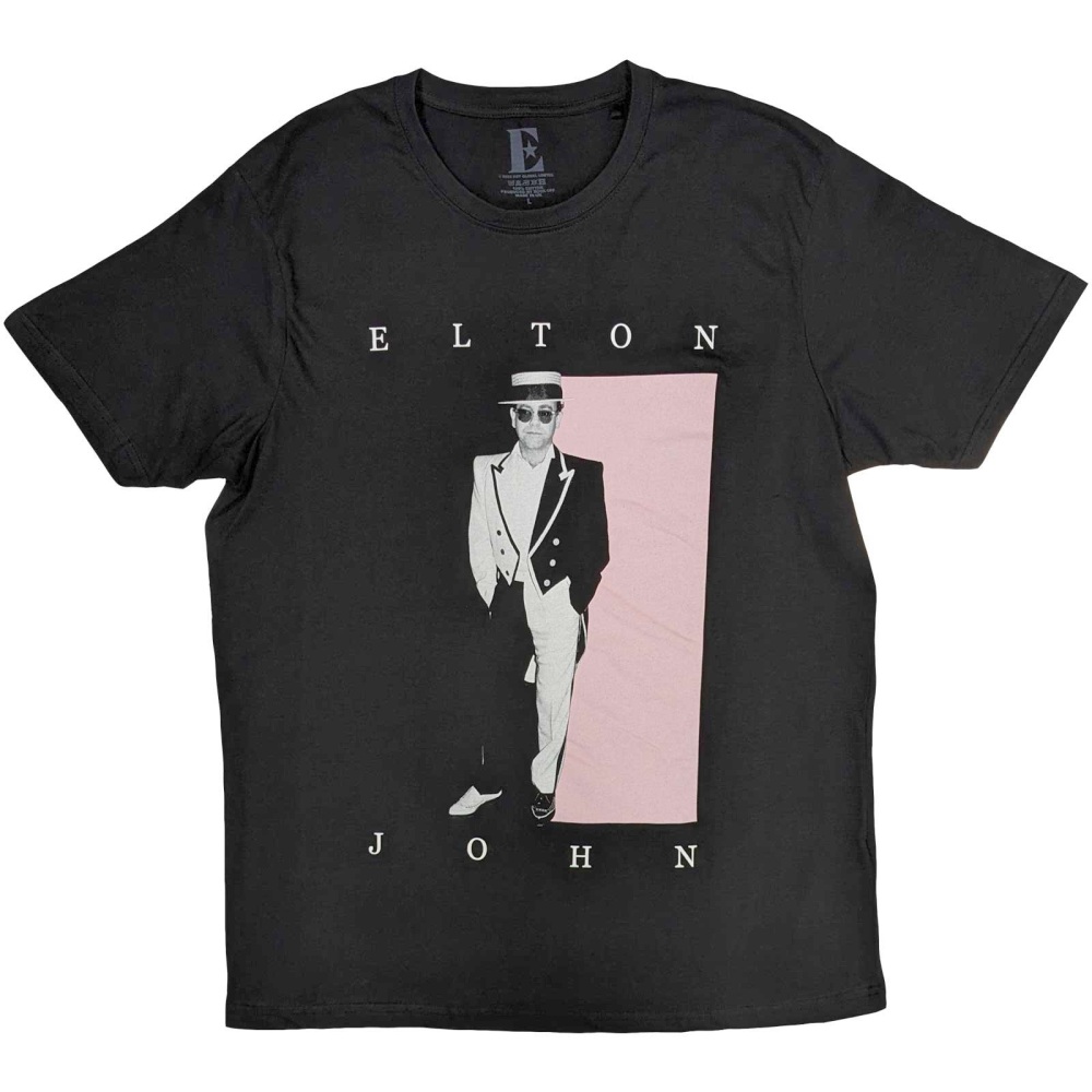 Elton John - Tux Photo Heren Tshirt - Zwart